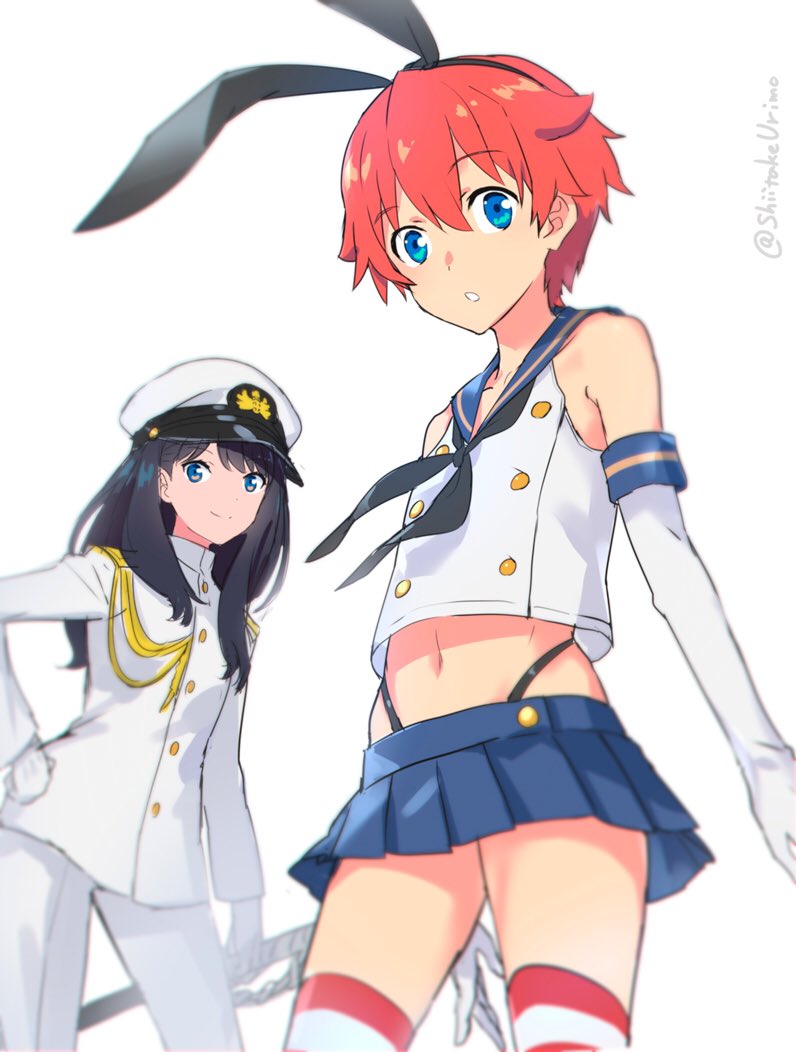 admiral, shimakaze, takarada rikka, and hibiki yuuta (kantai collection and 2 more) drawn by shiitake_urimo