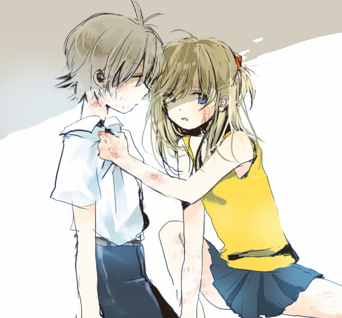souryuu asuka langley and nagisa kaworu (neon genesis evangelion) drawn by yoshioka_mitsuko
