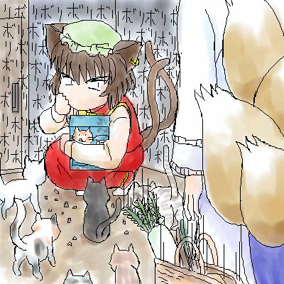 yakumo ran and chen (touhou) drawn by satsuki_harunobu