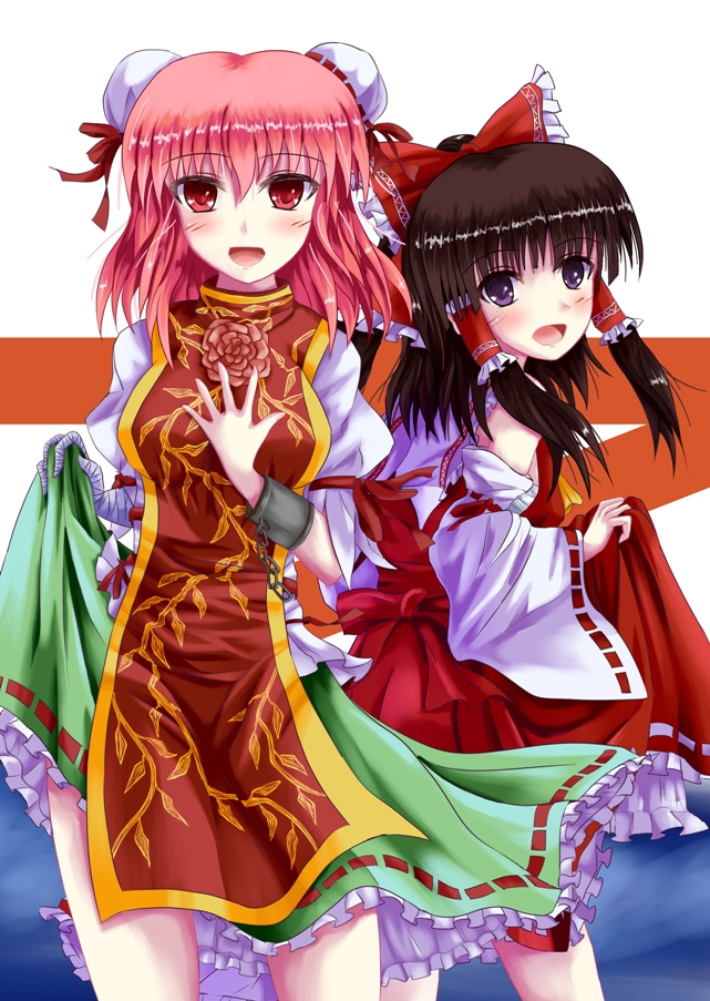 hakurei reimu and ibaraki kasen (touhou) drawn by kirishima_juukougyou