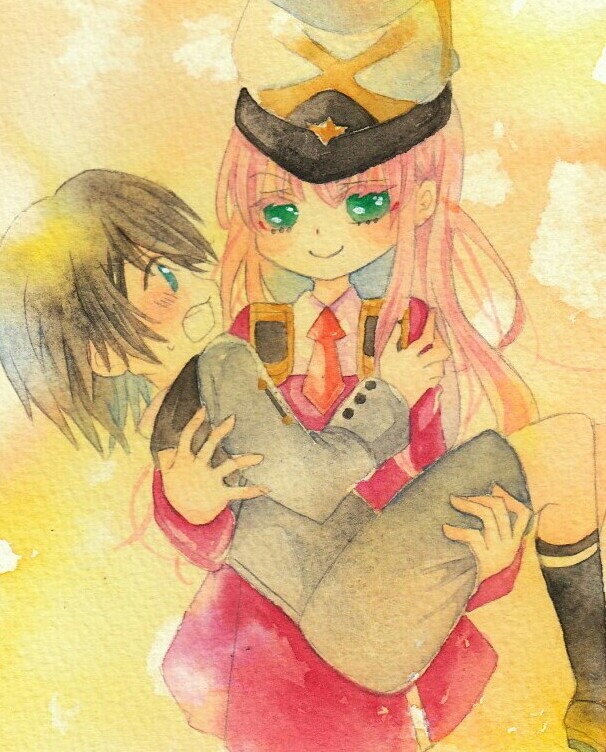 zero two and hiro (darling in the franxx) drawn by lamb088