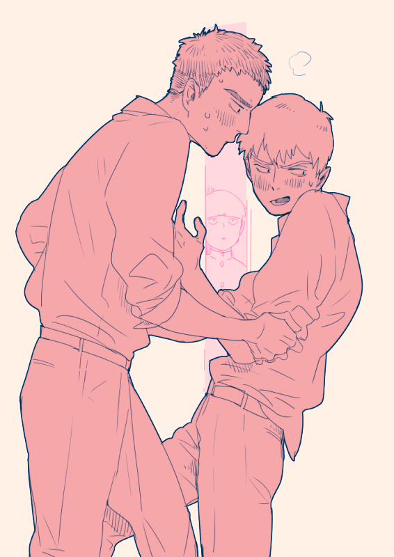 kageyama shigeo, reigen arataka, and serizawa katsuya (mob psycho 100) drawn by renton_(guero)