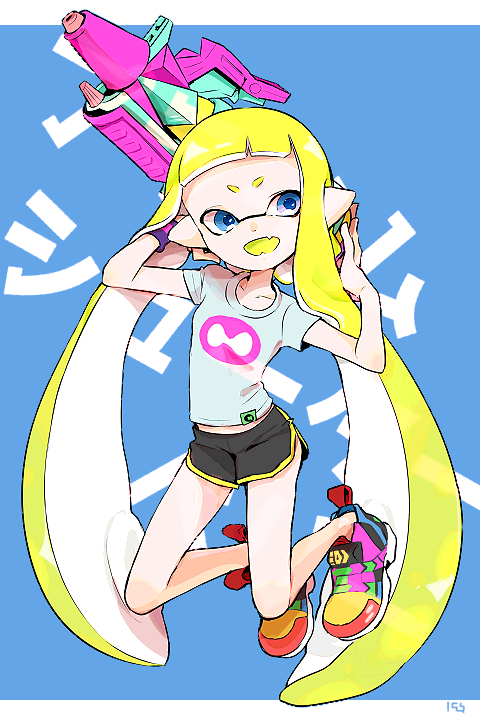 inkling player character and inkling girl (splatoon) drawn by imaikuy0
