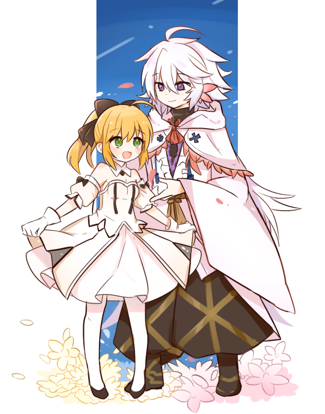 artoria pendragon, saber lily, and merlin (fate and 1 more) drawn by rabi_(swordofthestone)