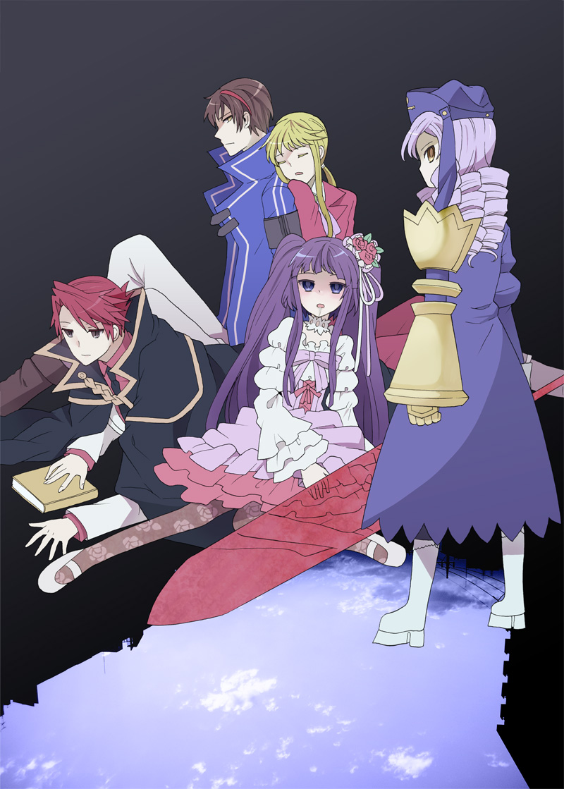 ushiromiya battler, furudo erika, ushiromiya lion, dlanor a. knox, and willard h. wright (umineko no naku koro ni) drawn by tiihatanono