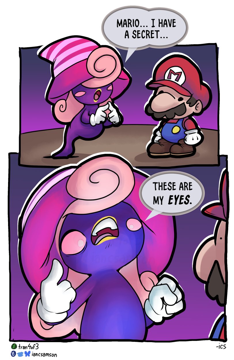 mario, vivian, and paper mario (mario and 2 more) drawn by ian_samson