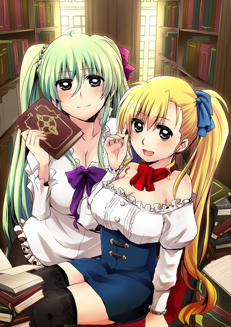 vivio, einhard stratos, and tome of the night sky (lyrical nanoha and 1 more) drawn by nagashiro_rouge
