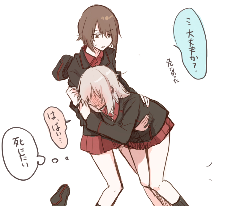 nishizumi maho and itsumi erika (girls und panzer) drawn by uuron_(nkktmrrr)