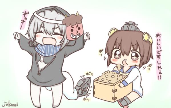 yukikaze and re-class battleship (kantai collection) drawn by jako_(jakoo21)