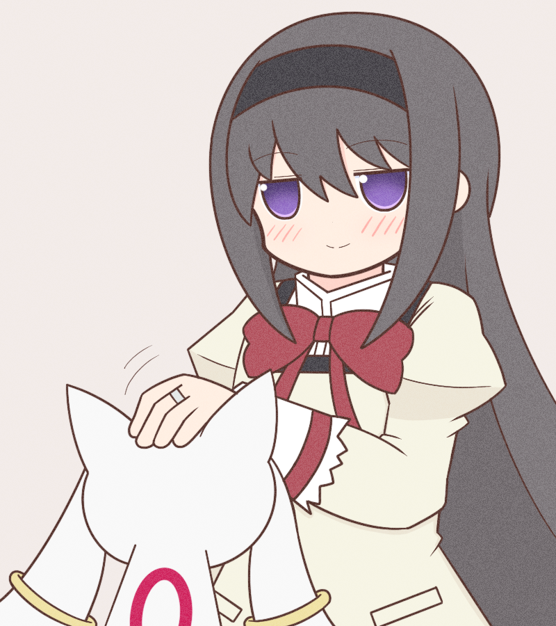 akemi homura and kyubey (mahou shoujo madoka magica) drawn by yuno385