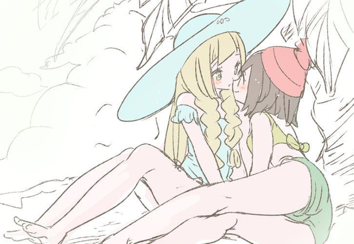 lillie and selene (pokemon and 1 more) drawn by chorimokki