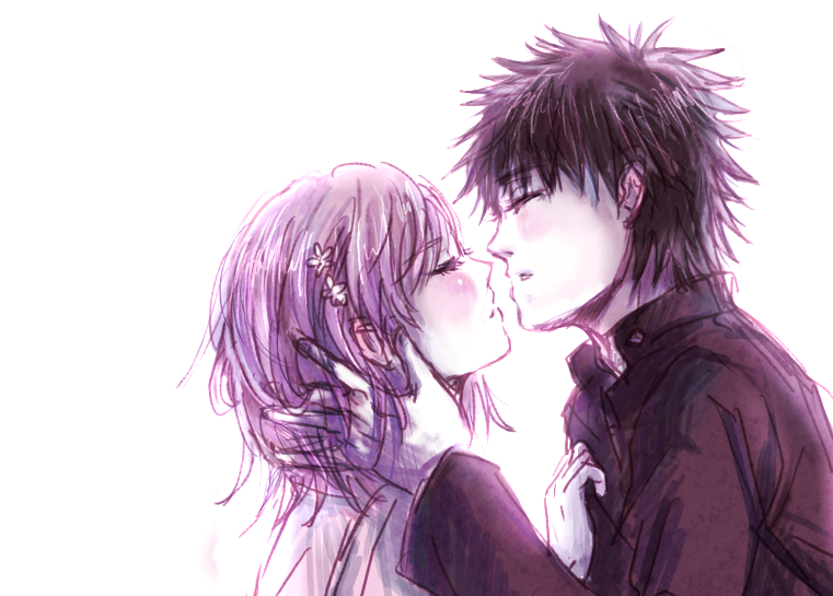 misaka mikoto and kamijou touma (toaru majutsu no index) drawn by mizna