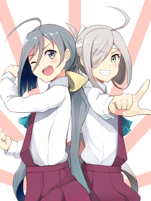 kiyoshimo and asashimo (kantai collection) drawn by sui_(tsuruhibiki)