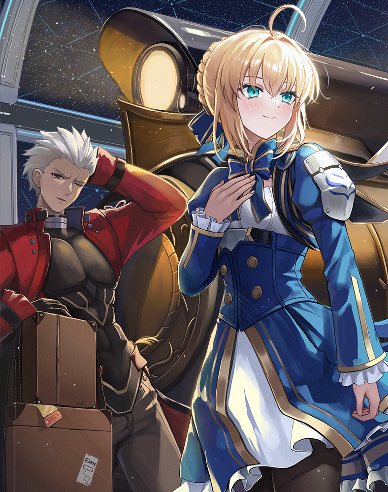 artoria pendragon, saber, and archer (fate and 4 more) drawn by mookyuu9