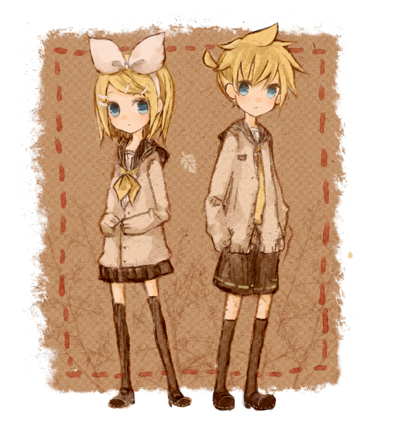 kagamine rin and kagamine len (vocaloid) drawn by mikanniro