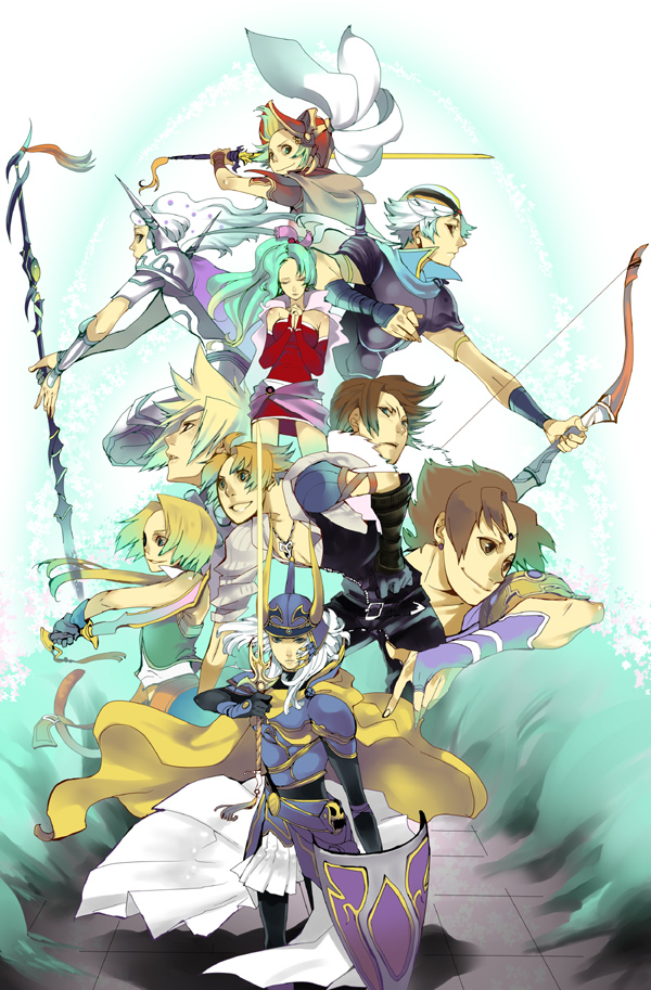 cloud strife, terra branford, squall leonhart, zidane tribal, bartz klauser, and 6 more (final fantasy and 11 more) drawn by momochi_(orrizonte)