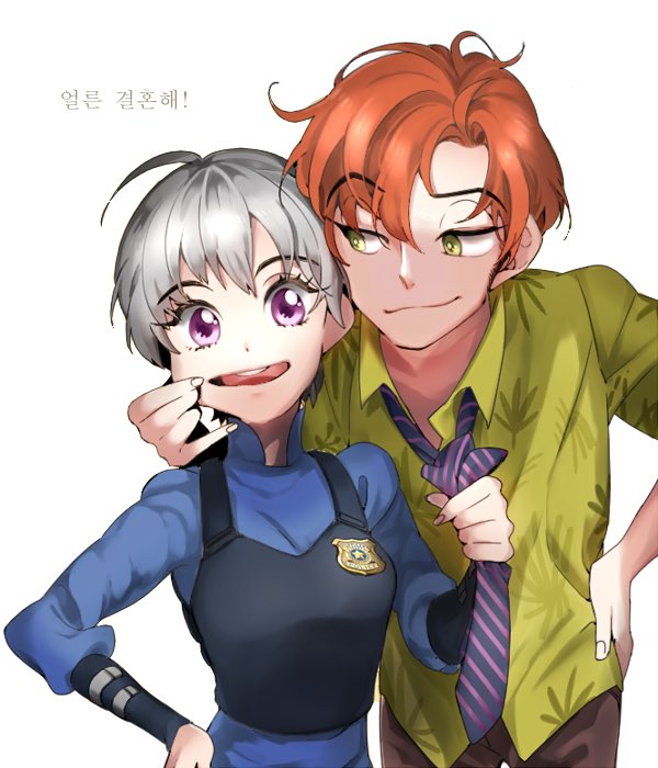 judy hopps and nick wilde (zootopia) drawn by mongoose369