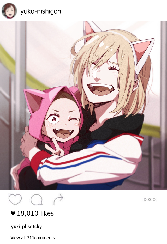 yuri plisetsky, nishigoori yuuko, and nishigoori loop (yuri!!! on ice and 1 more) drawn by con_potata