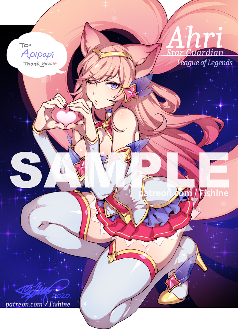ahri and star guardian ahri (league of legends) drawn by fishine