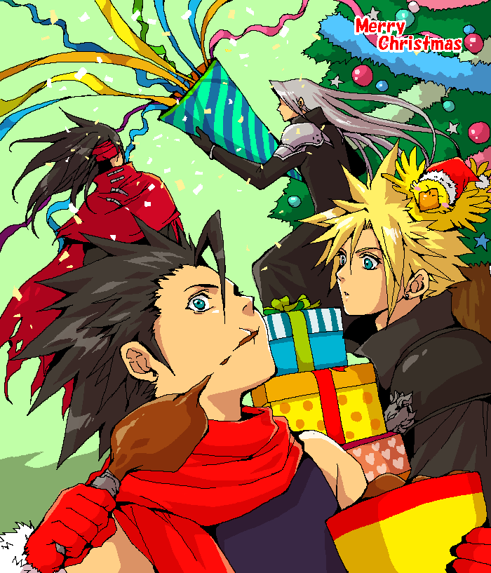 cloud strife, sephiroth, zack fair, and vincent valentine (final fantasy and 2 more) drawn by popochan-f