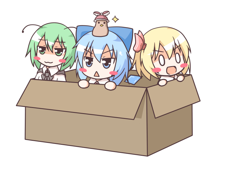 cirno, rumia, mystia lorelei, and wriggle nightbug (touhou) drawn by kukku