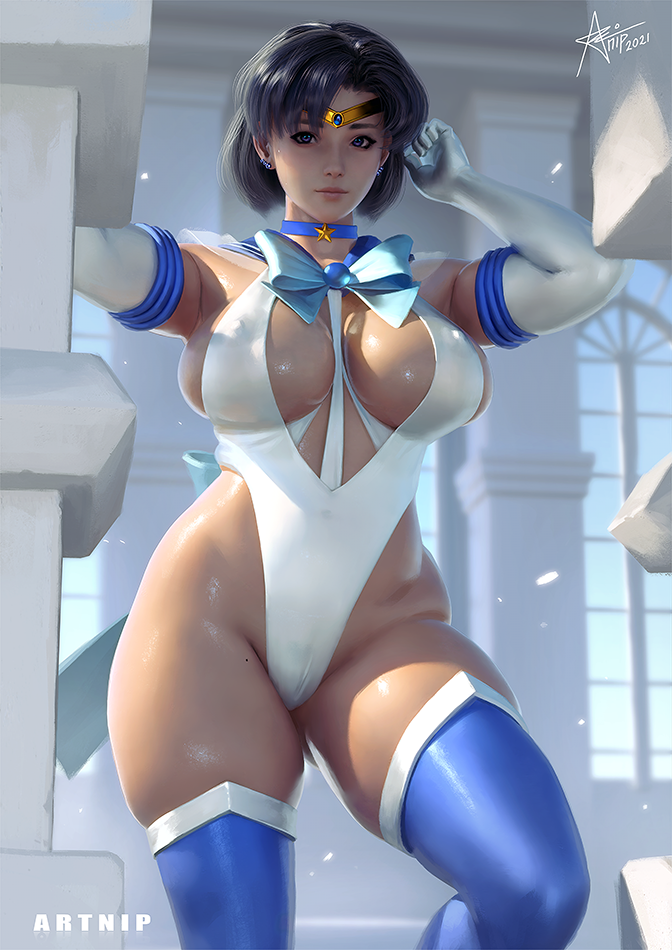 mizuno ami and sailor mercury (bishoujo senshi sailor moon) drawn by artnip