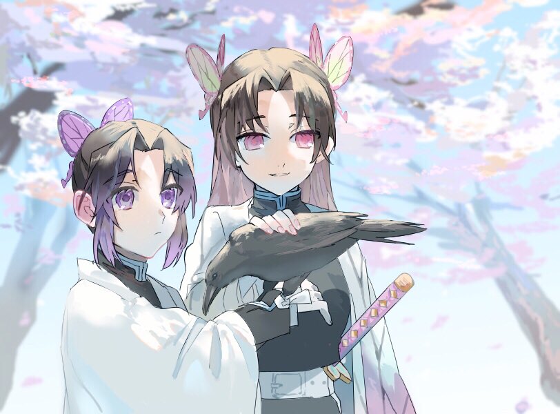 kochou shinobu and kochou kanae (kimetsu no yaiba) drawn by mikeko_(mike24ko)