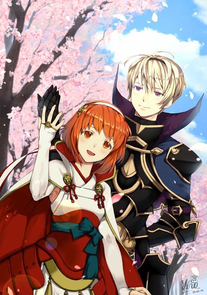 sakura and leo (fire emblem and 2 more) drawn by kero_sweet