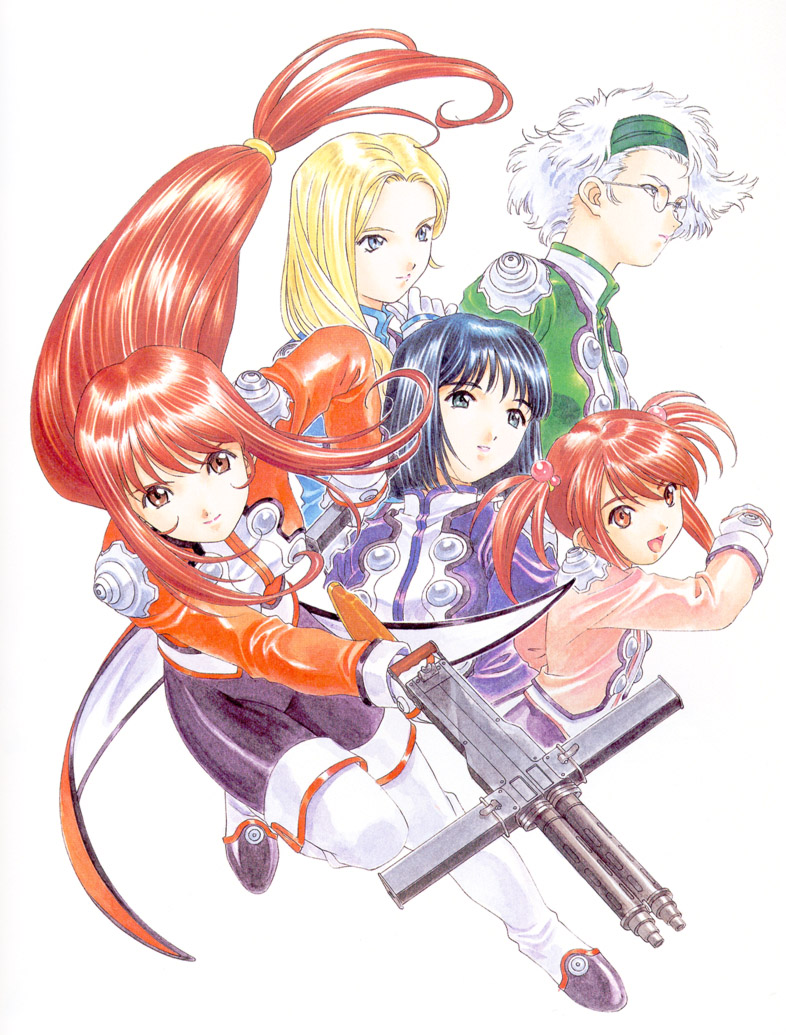 erica fontaine, glycine bleumer, coquelicot, lobelia carlini, and kitaooji hanabi (sakura taisen and 1 more) drawn by fujishima_kousuke