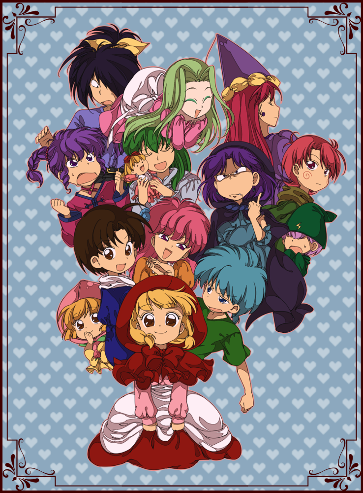 chacha, riiya, shiine, seravi, dorothy, and 9 more (akazukin chacha) drawn by kinako_(moment)