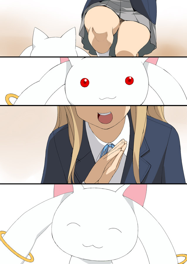 kyubey and kotobuki tsumugi (mahou shoujo madoka magica and 1 more) drawn by a1_(initial-g)