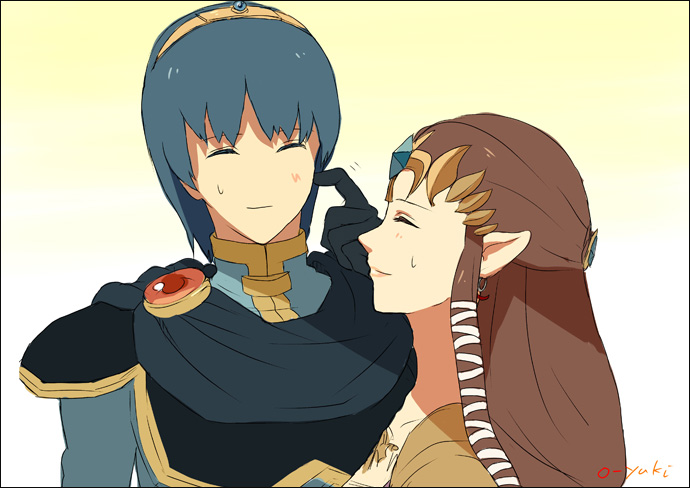 princess zelda and marth (fire emblem and 4 more) drawn by o-yuki