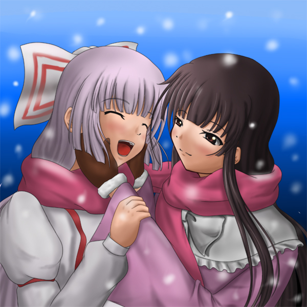 fujiwara no mokou and houraisan kaguya (touhou) drawn by aitsugawa_rui