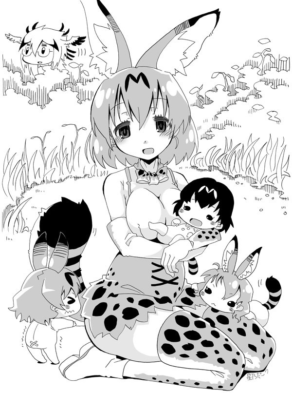 serval and secretarybird (kemono friends) drawn by hoshino_darts