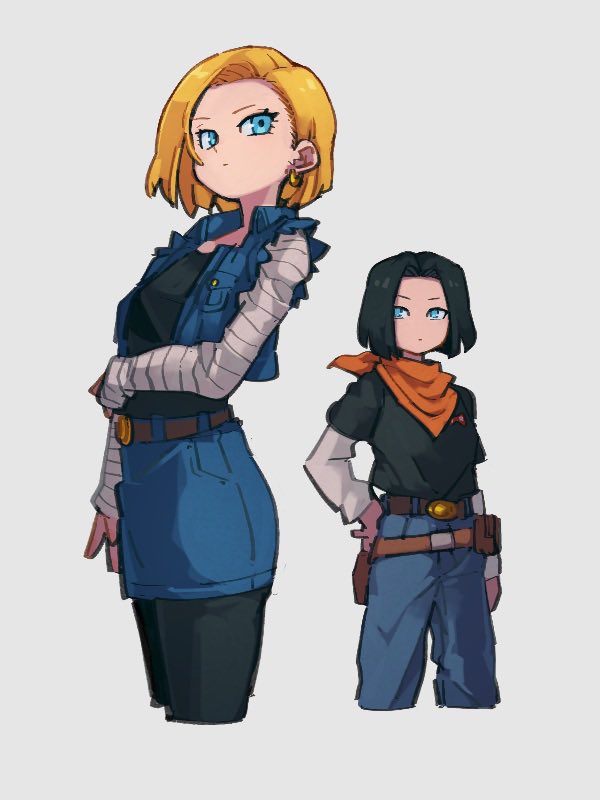 android 18 and android 17 (dragon ball and 1 more) drawn by kemachiku