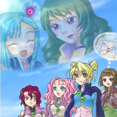 aeru, limone, neviril, dominura, rodoreamon, and 2 more (simoun) drawn by chiwa_(phywa)