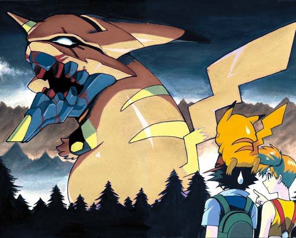 pikachu, ash ketchum, misty, and eva 01 (pokemon and 1 more)