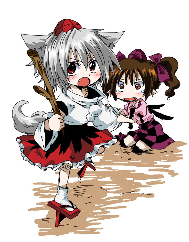 inubashiri momiji and himekaidou hatate (touhou) drawn by unya