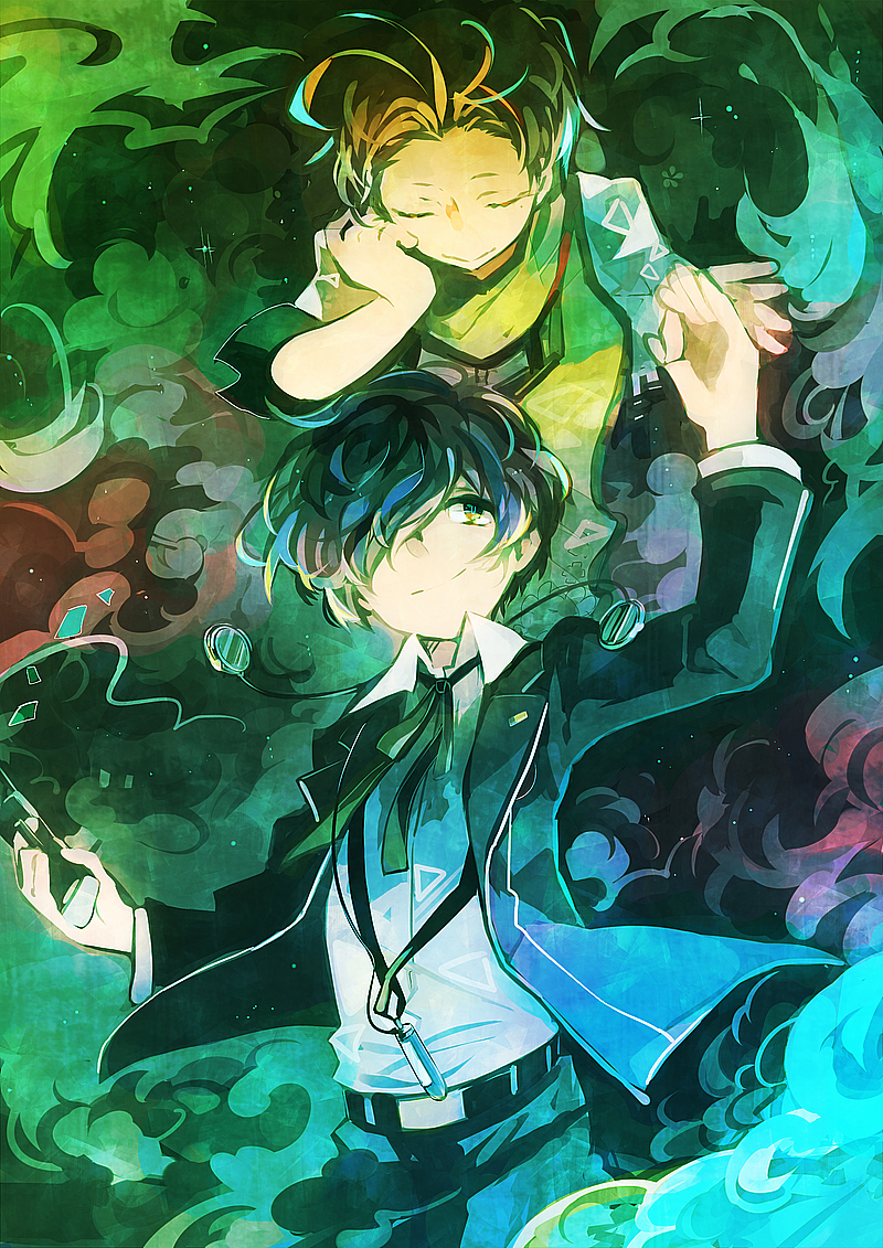 yuuki makoto and mochizuki ryouji (persona and 1 more) drawn by byebe
