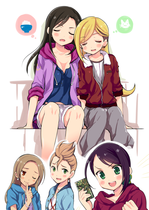 mukai takumi, kimura natsuki, fujimoto rina, matsunaga ryo, and yamato aki (idolmaster and 1 more) drawn by odawara_hakone