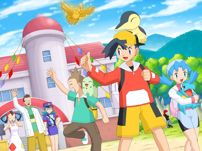 silver, cyndaquil, chikorita, totodile, ho-oh, and 6 more (pokemon and 1 more) drawn by pokemoa