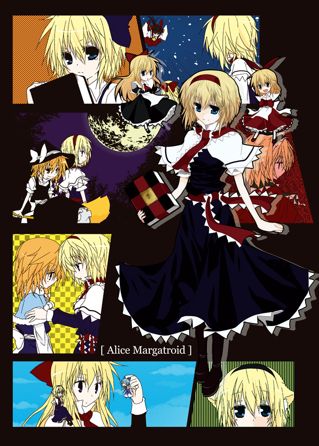 hakurei reimu, kirisame marisa, alice margatroid, cirno, shanghai doll, and 2 more (touhou) drawn by toraneko