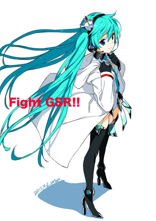 hatsune miku and racing miku (vocaloid and 2 more) drawn by saitou_masatsugu