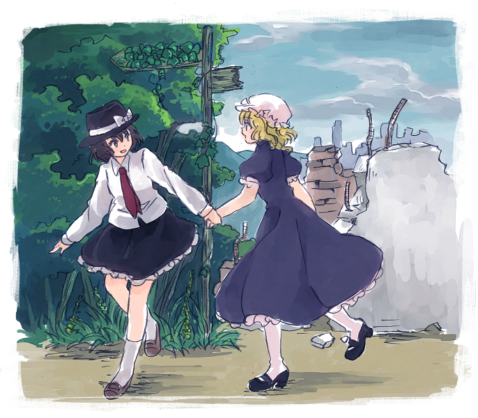 usami renko and maribel hearn (touhou) drawn by natsume_(menthol)