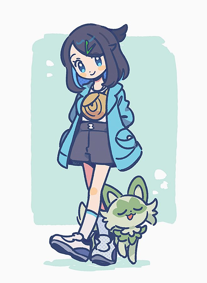 sprigatito and liko (pokemon and 1 more) drawn by jen_(aaasylum)