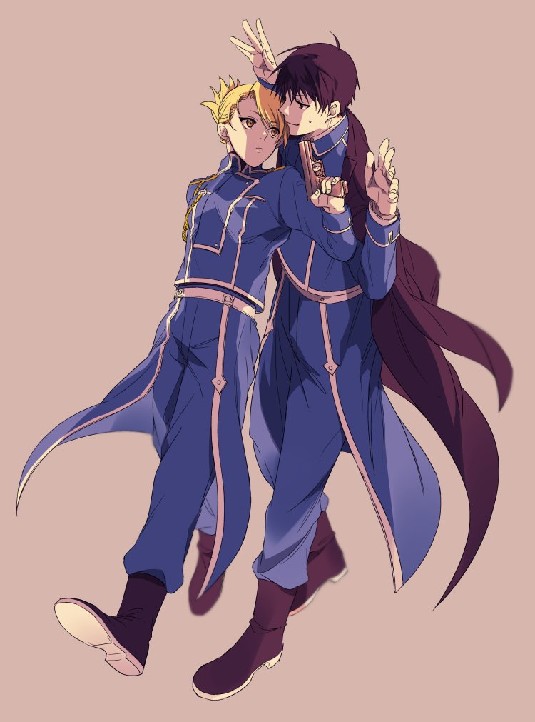 riza hawkeye and roy mustang (fullmetal alchemist) drawn by mic_(pa_ck_age)