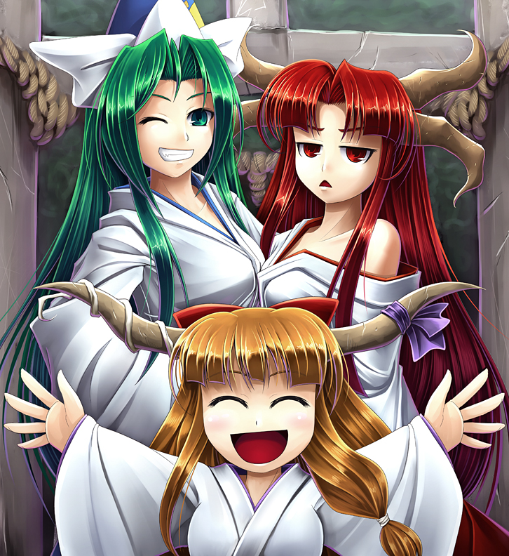ibuki suika, mima, and shingyoku (touhou) drawn by koto_tsubane