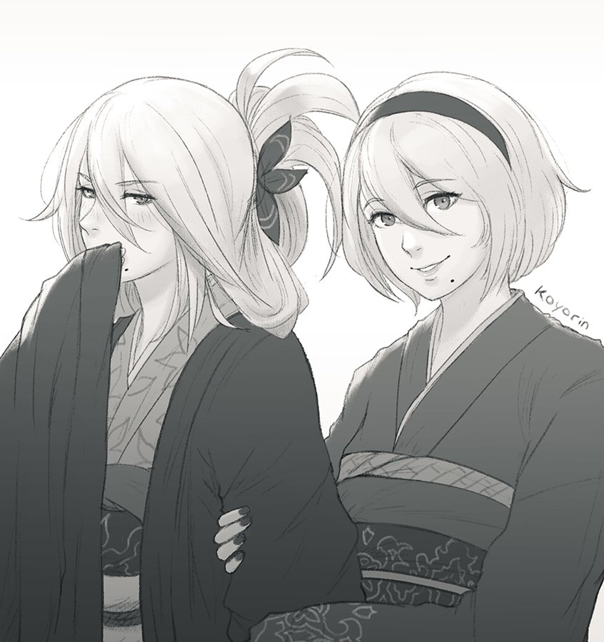 2b and a2 (nier and 1 more) drawn by koyorin
