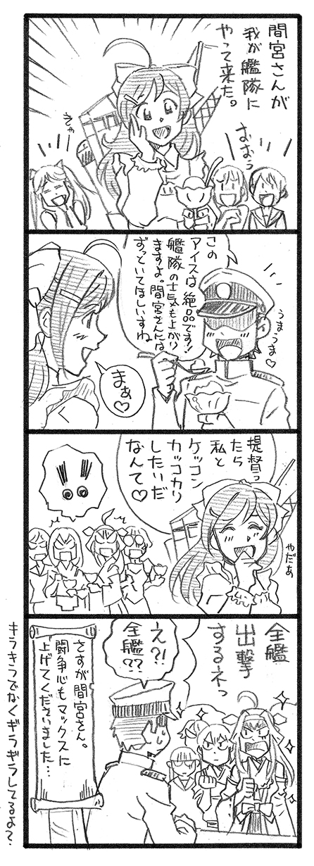 admiral, kongou, akagi, myoukou, and mamiya (kantai collection) drawn by bbb_(friskuser)