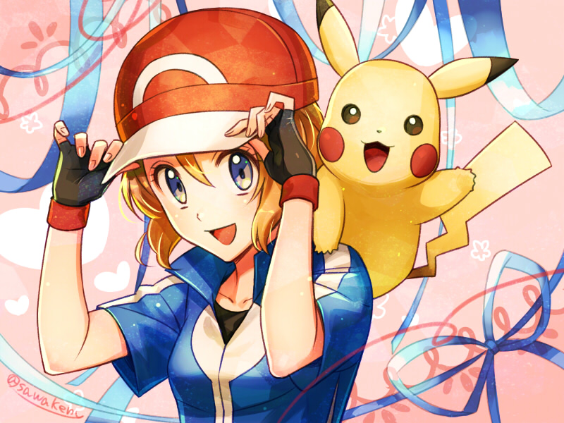 pikachu, ash ketchum, and serena (pokemon and 1 more) drawn by kanimaru